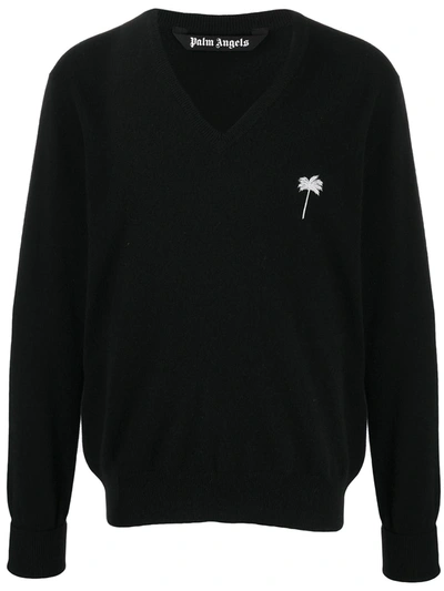 Shop Palm Angels Logo Embroidered Jumper In Black