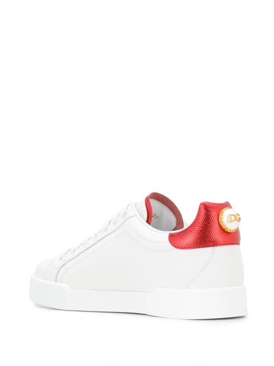 Dolce & Gabbana Portofino Sneakers In Nappa Calfskin With Lettering In White