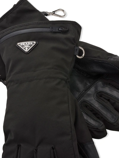 Shop Prada Logo-embellished Gloves In Black