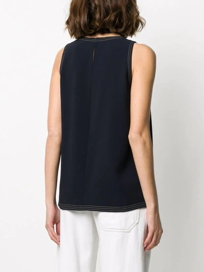 Shop Alberto Biani Stitch-detail Tank Top In Blue