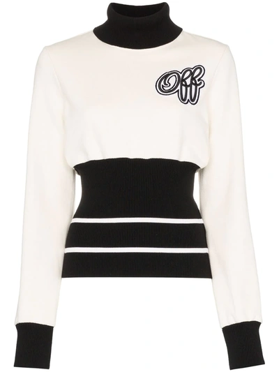 Shop Off-white Roll-neck Fitted-waist Sweatshirt In White