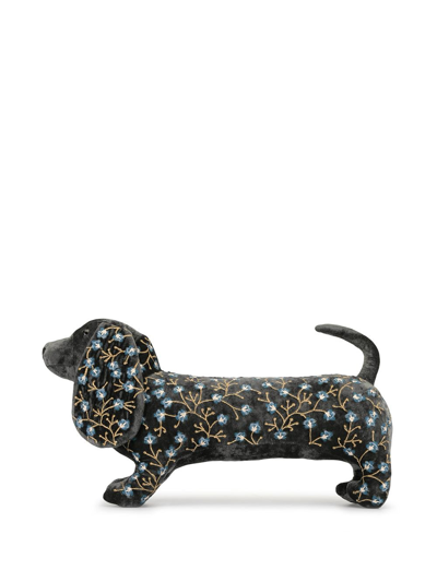 Shop Anke Drechsel Floral Embroidered Sausage Dog In Grey