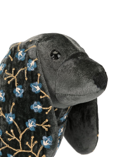 Shop Anke Drechsel Floral Embroidered Sausage Dog In Grey