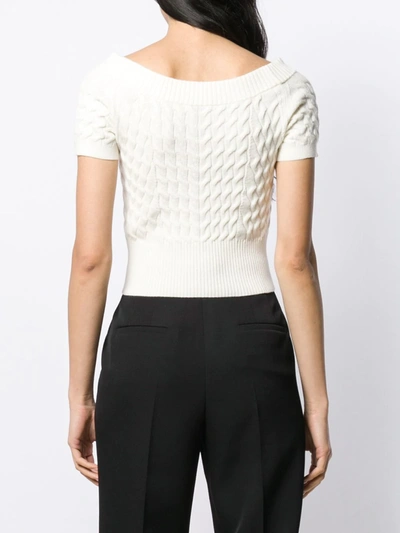 Shop Alexander Mcqueen Boat-neck Cable-knit Top In White
