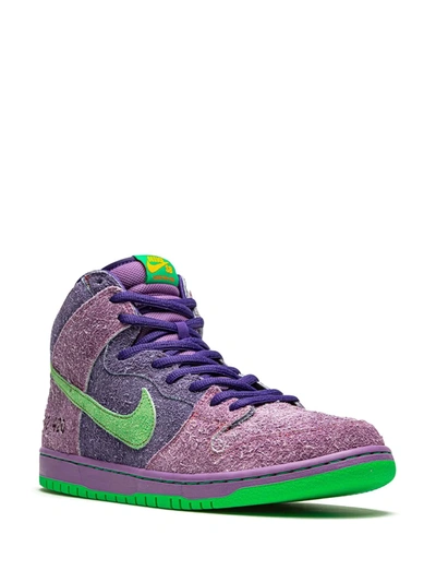 Shop Nike Sb Dunk High Sneakers In Purple