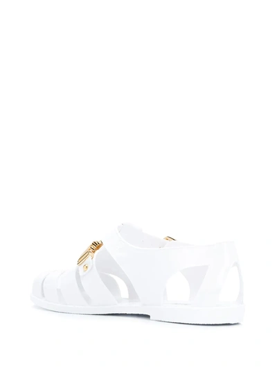 Shop Moschino Logo Jelly Sandals In White