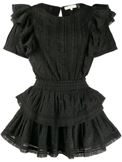 Loveshackfancy Natasha Ruffled Cotton Mini Dress In Black | ModeSens