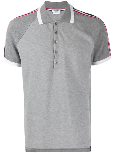 Shop Thom Browne Raglan-sleeve Piqué Polo Shirt In Grey