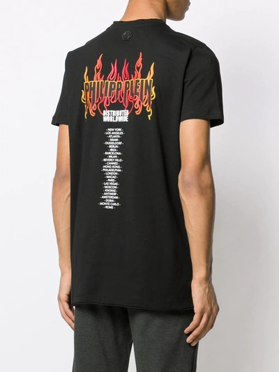 Shop Philipp Plein Flame Gold Cut T-shirt In Black