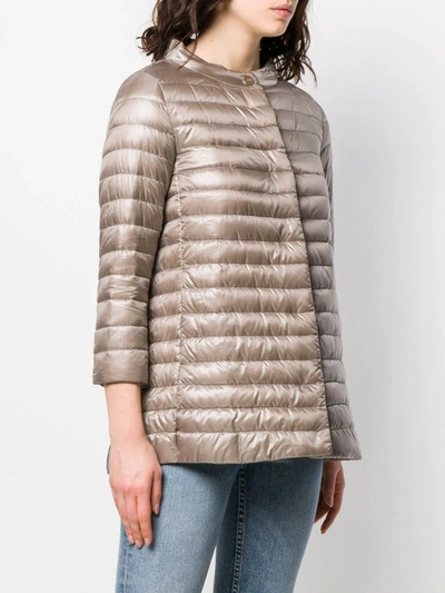 Shop Herno Quilted Coat In Grey