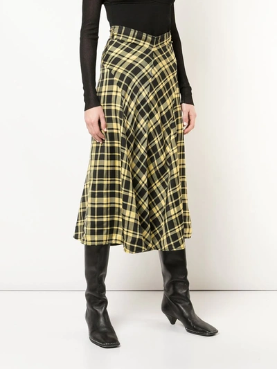 Shop Proenza Schouler Ruched Seamed Skirt In Yellow