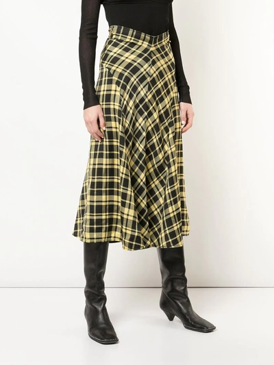 Proenza Schouler Yellow Women's Ruched Plaid Skirt In Yellow