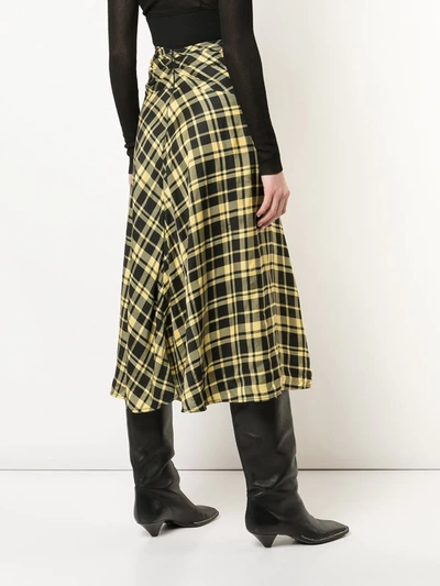 Proenza Schouler Yellow Women's Ruched Plaid Skirt In Yellow