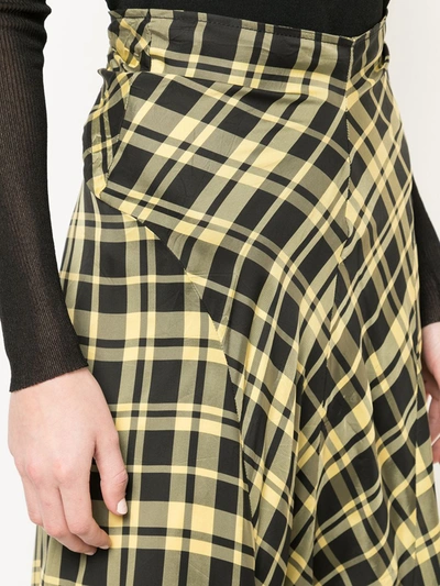 Proenza Schouler Yellow Women's Ruched Plaid Skirt In Yellow