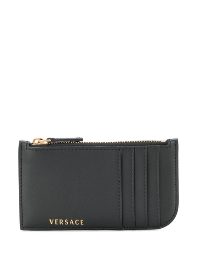 Shop Versace Logo Plaque Purse In Black