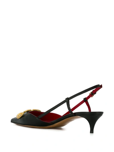 Valentino Pointed Toe Slimback Pump With Vintage-effect Brass Detail In Black