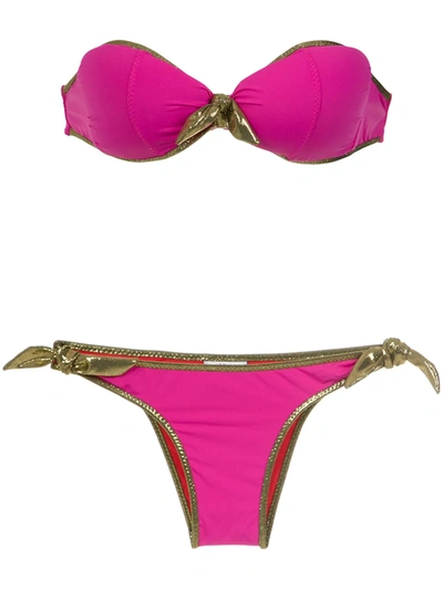 Shop Amir Slama Bandeau Bikini Set In Pink