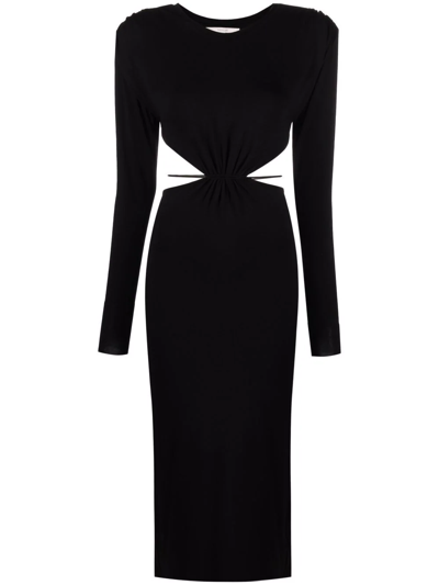 Shop Manurí Longsleeved Cut-out Midi Dress In Black