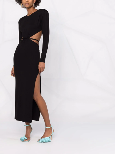 Shop Manurí Longsleeved Cut-out Midi Dress In Black