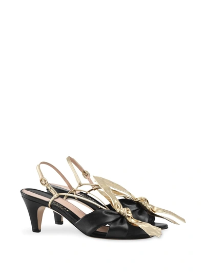 Shop Gucci Bow Front Sandals In Black