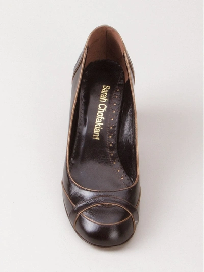 Shop Sarah Chofakian Mid-heel Pumps In Brown