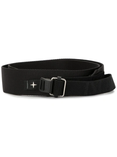 Shop Stone Island Webbing Logo Strap Belt In Black