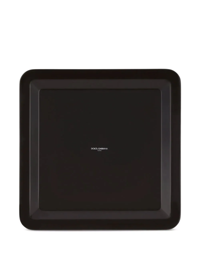 Dolce & Gabbana Leopard-print Wooden Large Tray In Braun