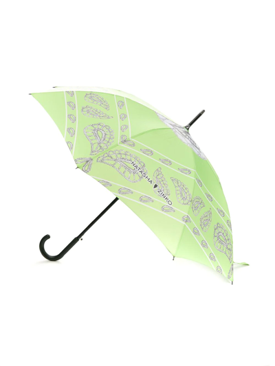Shop Natasha Zinko Bird-print Logo Umbrella In Green