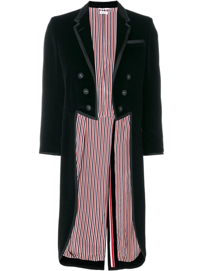 Shop Thom Browne Tonal Grosgrain-tipped Tailcoat In Velvet In Black