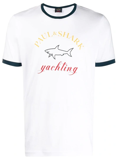 Shop Paul & Shark Logo Motif T-shirt In White