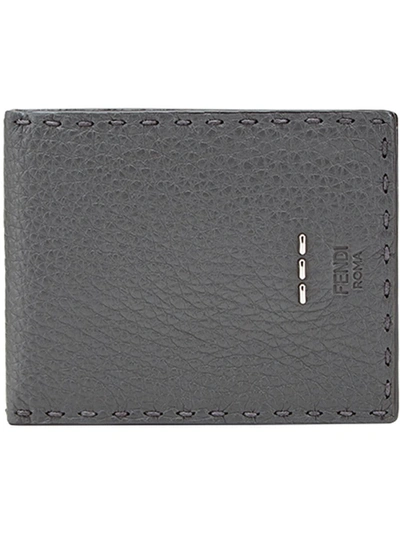 Shop Fendi Stitching Wallet In Grey