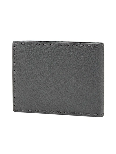 Shop Fendi Stitching Wallet In Grey