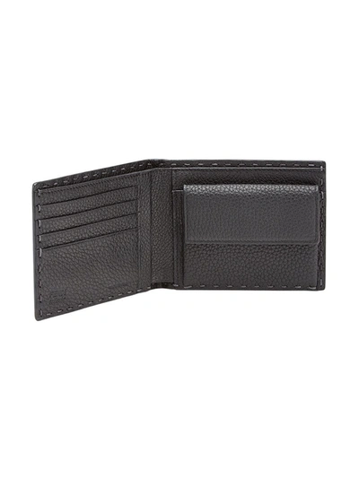 Shop Fendi Stitching Wallet In Grey