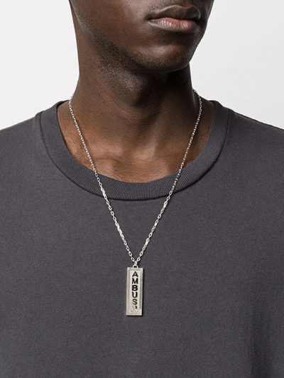 Shop Ambush Logo Charm Necklace In Silver