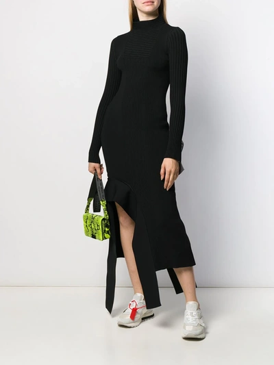 Shop Off-white Asymmetric Knitted Dress In Black