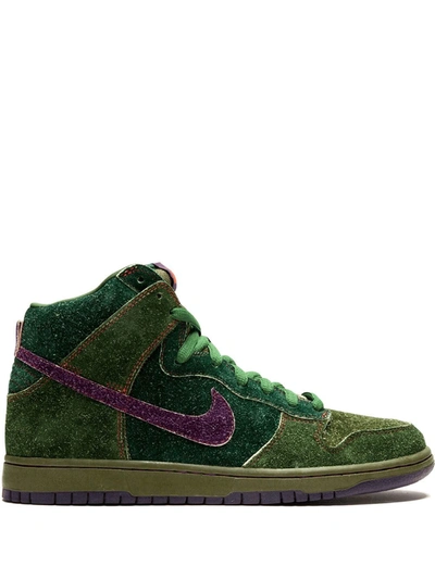 Shop Nike Dunk High Premium Sb Sneakers In Green