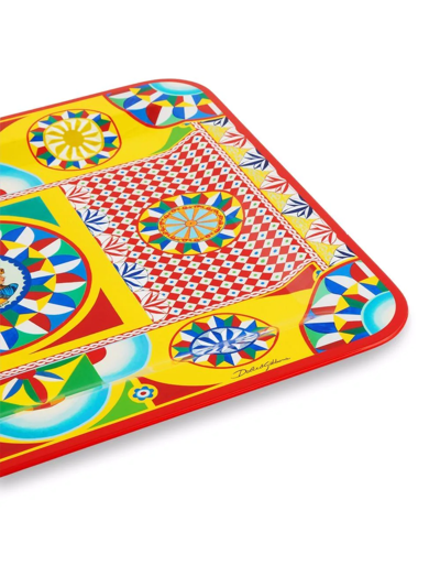 Dolce & Gabbana Medium Carretto-print Wood Tray In Weiss