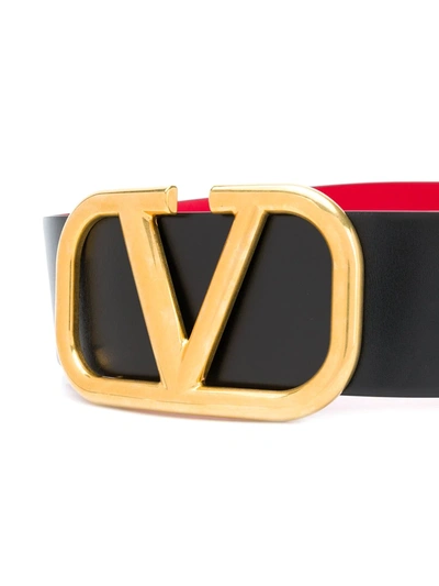 Valentino Garavani Vlogo Signature Leather Reversible Belt In Black
