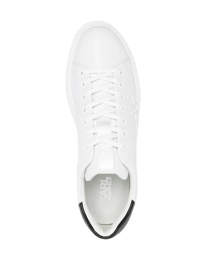 Shop Karl Lagerfeld Debossed Leather Lace-up Sneakers In White