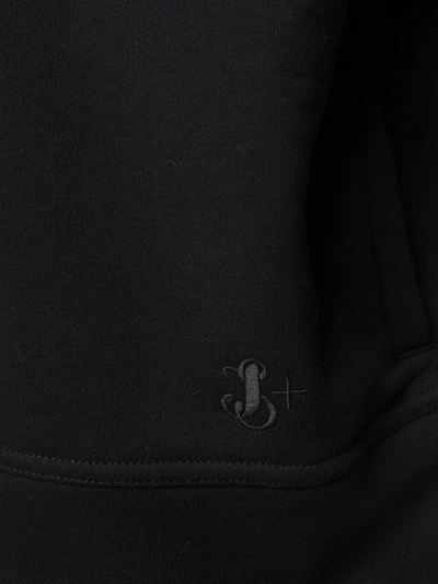 Shop Jil Sander Zipped Cotton Hoodie In 黑色