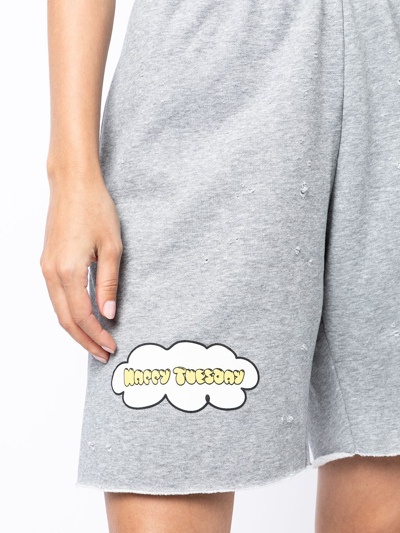 Shop Natasha Zinko Logo-print Track Shorts In Grau