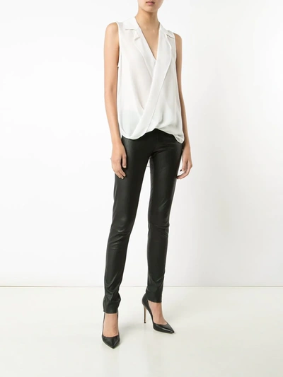 L Agence Freja Wrap-effect Silk-georgette Blouse In White