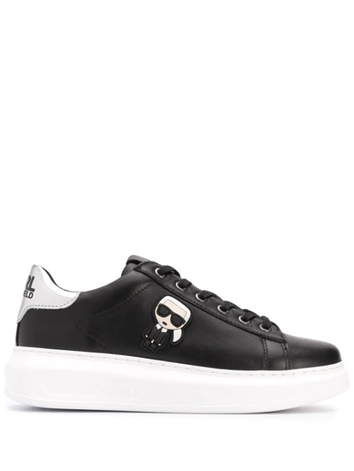 Shop Karl Lagerfeld Kapri Ikonik Leather Sneakers In Black