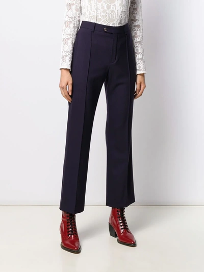 Shop Chloé Cropped Tailored Trousers In Blue