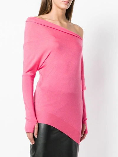 Shop Tom Ford Off The Shoulder Knitted Top In Pink
