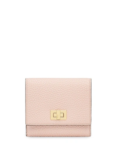 Shop Fendi Textured Peekaboo Wallet In Pink
