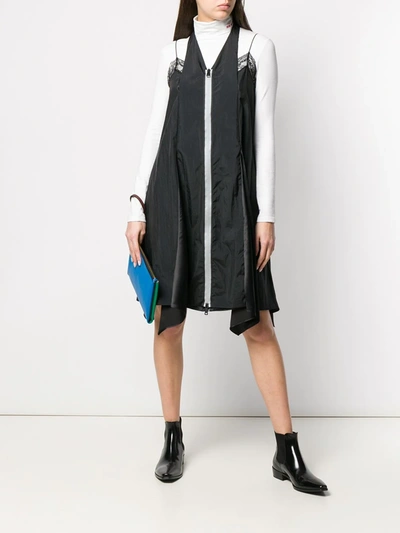 Maison Margiela Zip Front Halter Slip Dress In Black
