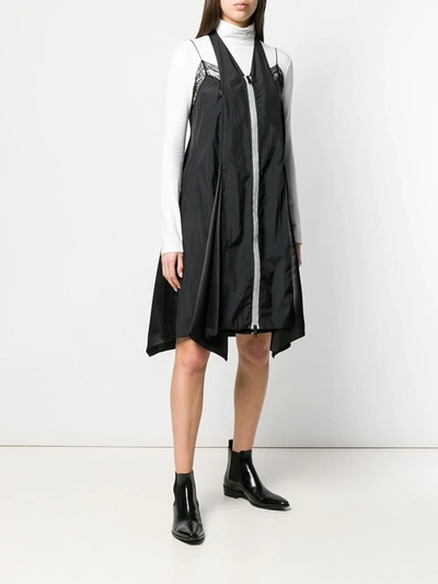 Maison Margiela Zip Front Halter Slip Dress In Black