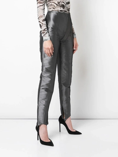 Shop Mugler Metallic Stirrup Trousers In Grey