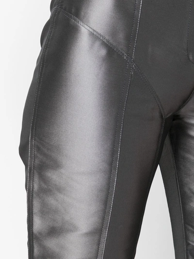 Shop Mugler Metallic Stirrup Trousers In Grey
